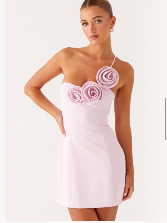 Peppermayo Dresses & Skirts - Peppermayo Light Pink One-Shoulder Rosette Mini Dress